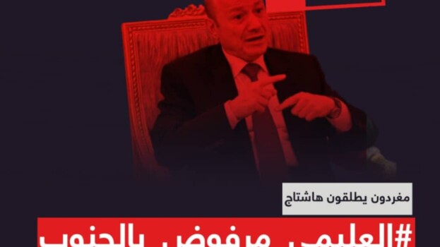 ناشطون جنوبيين يطلقون حملة إعلامية لرفض العليمي في عدن وكشف عمليات فساده