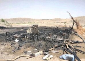 حريق مروع يدمّر منزل أسرة بالكامل في ريف المخا ويشرد أمًا وأطفالها